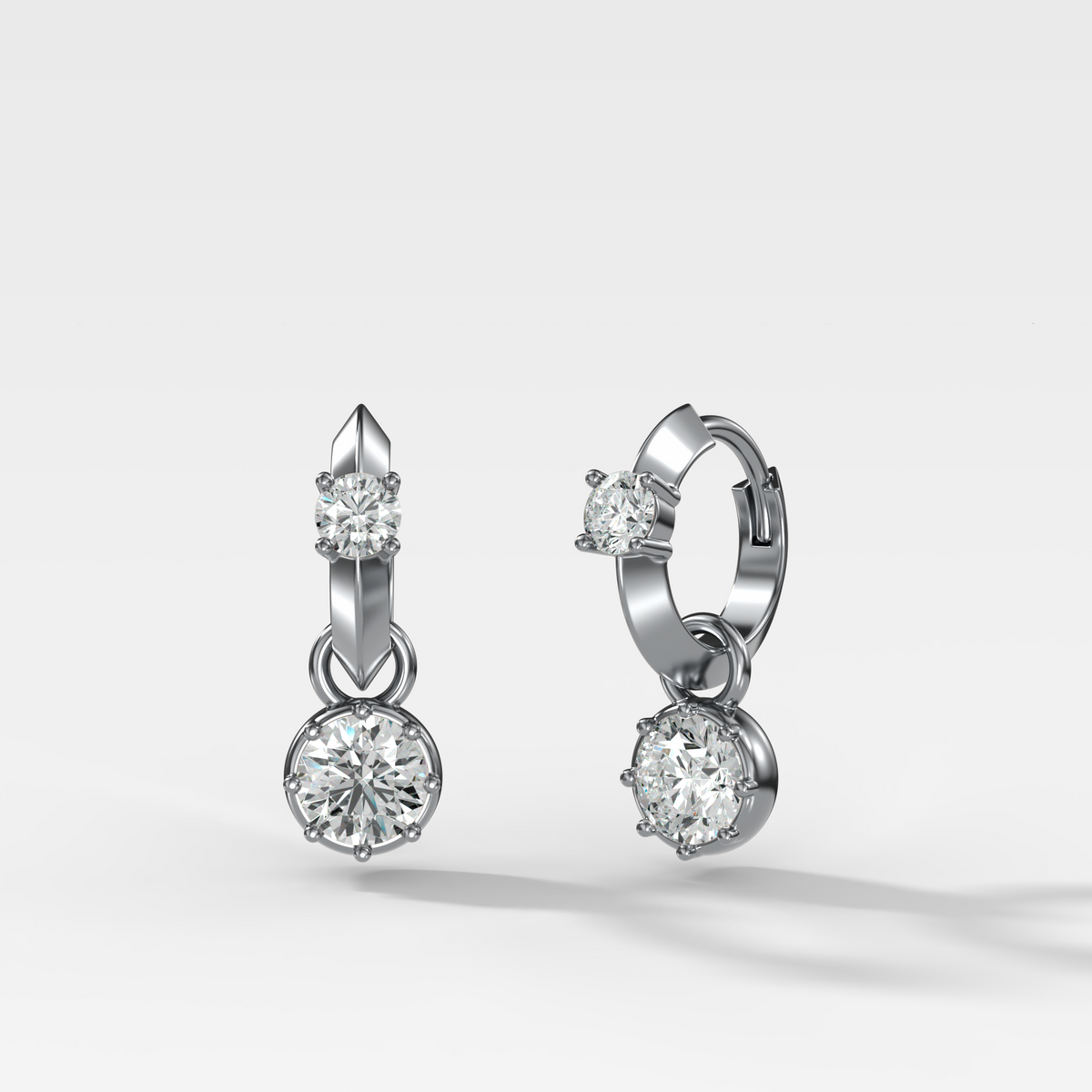 Knife Edge Huggies with Round Cut Diamond