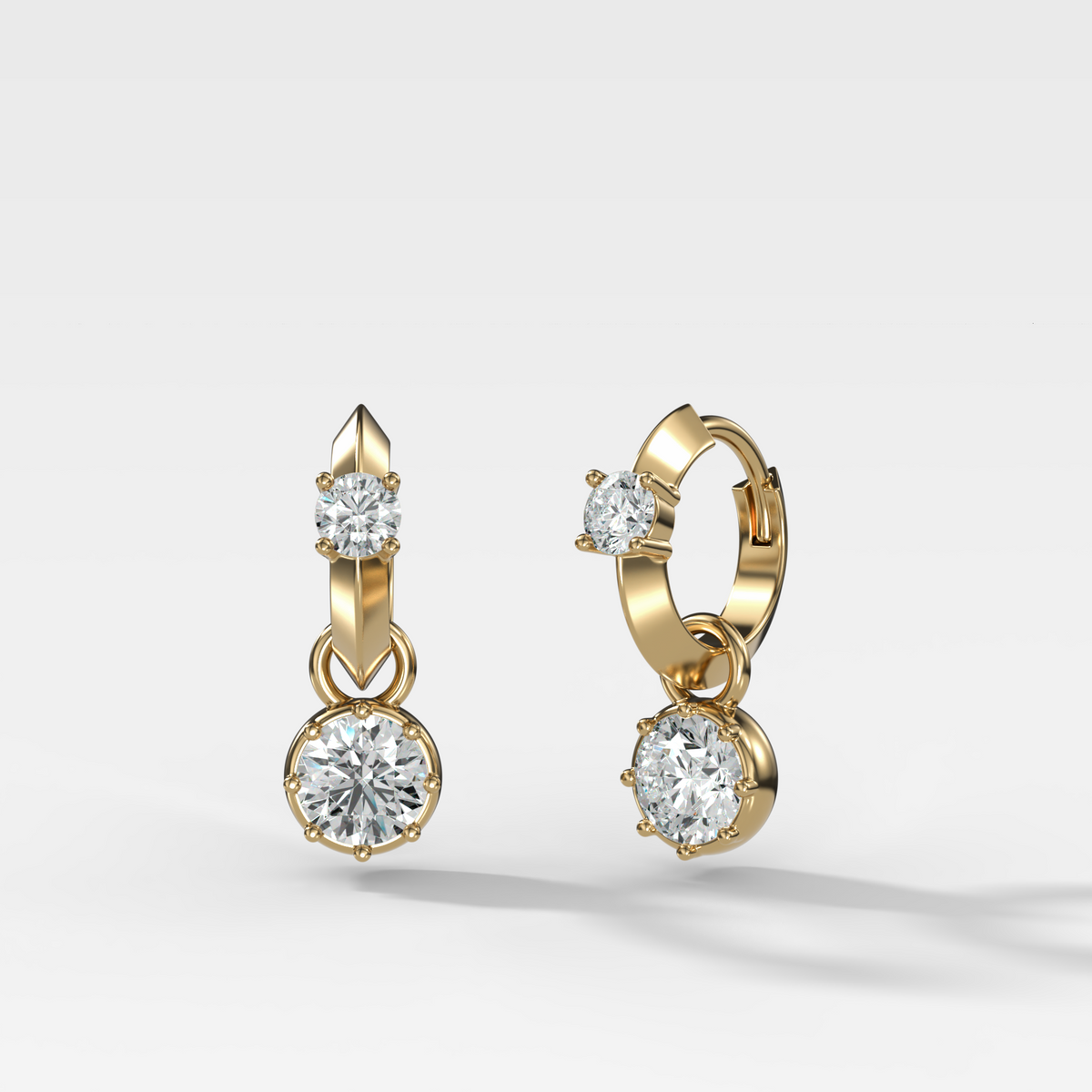Knife Edge Huggies with Round Cut Diamond
