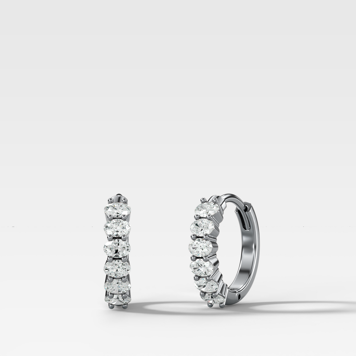 Petite Shared Prong Huggies with Oval Cut Diamonds