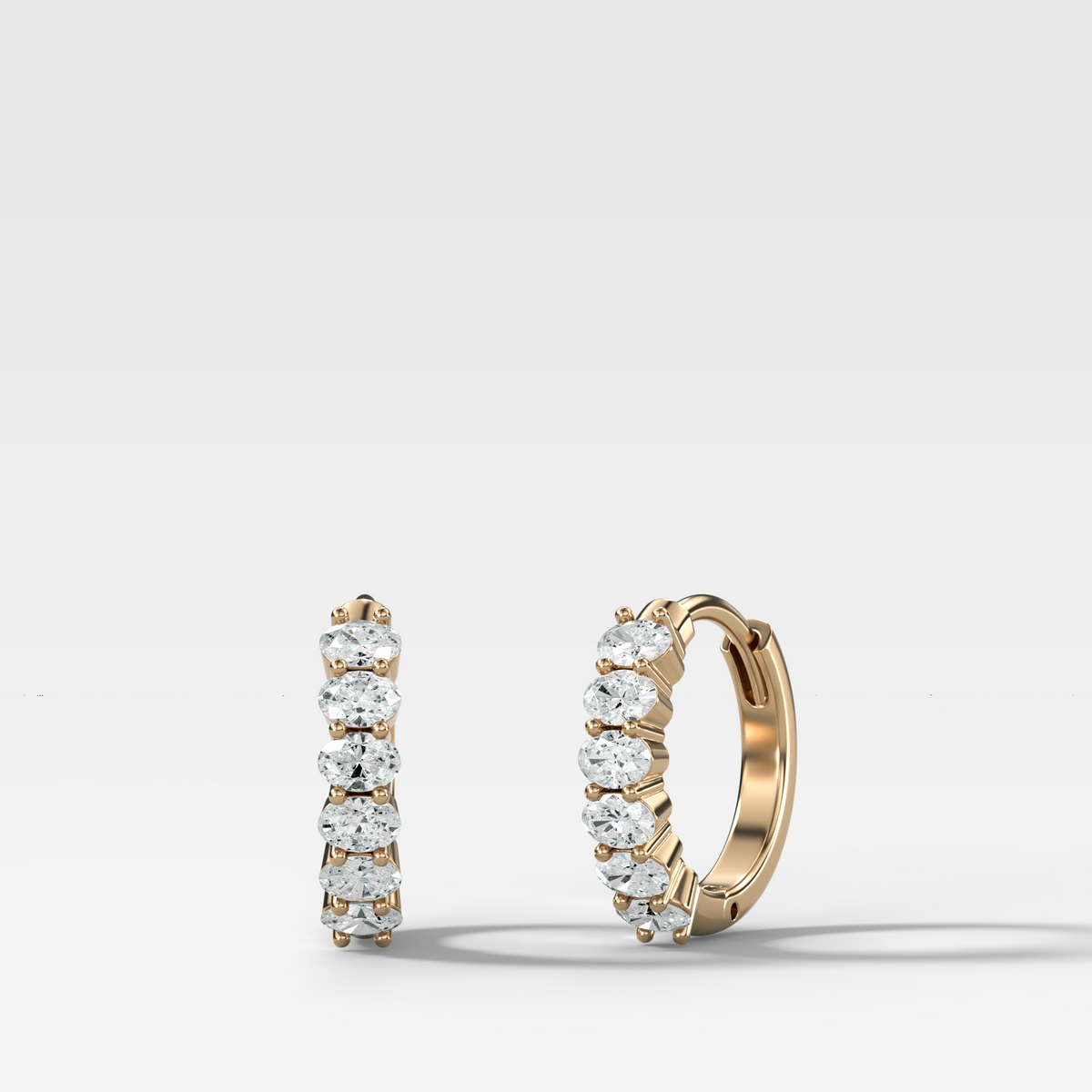 Petite Shared Prong Huggies with Oval Cut Diamonds