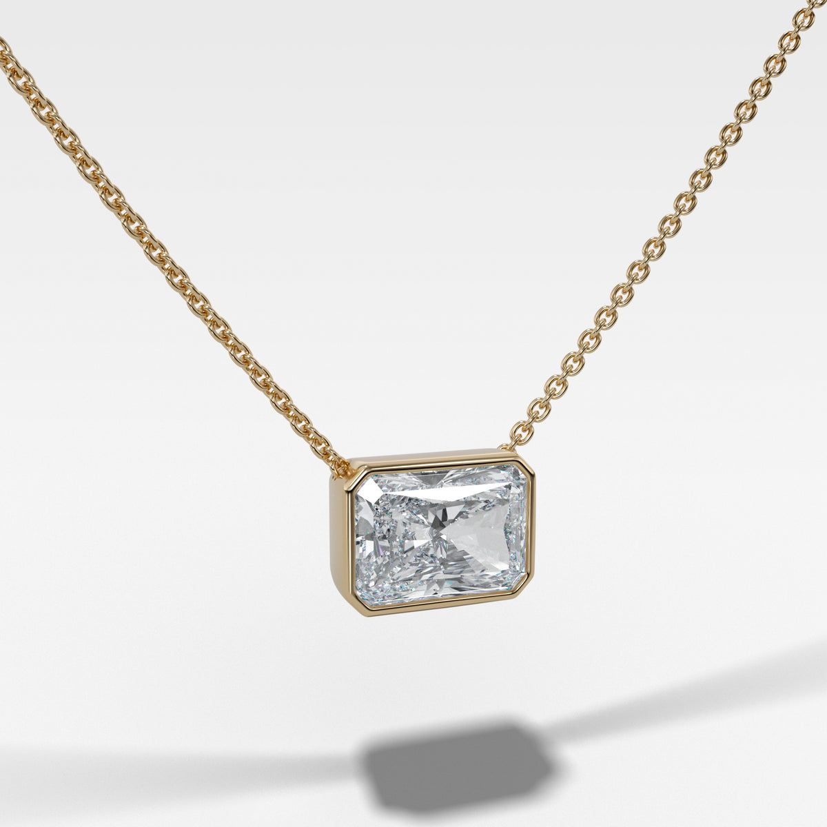 Bezel Pendant Necklace with 1.50ct Lab Grown Elongated Radiant Cut Diamond