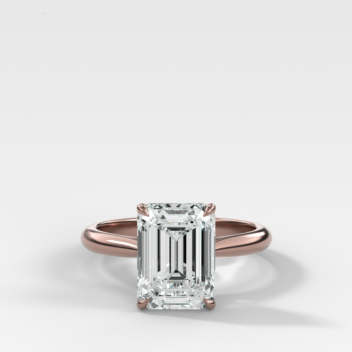 Petal Cathedral Solitaire with Emerald Cut Diamond