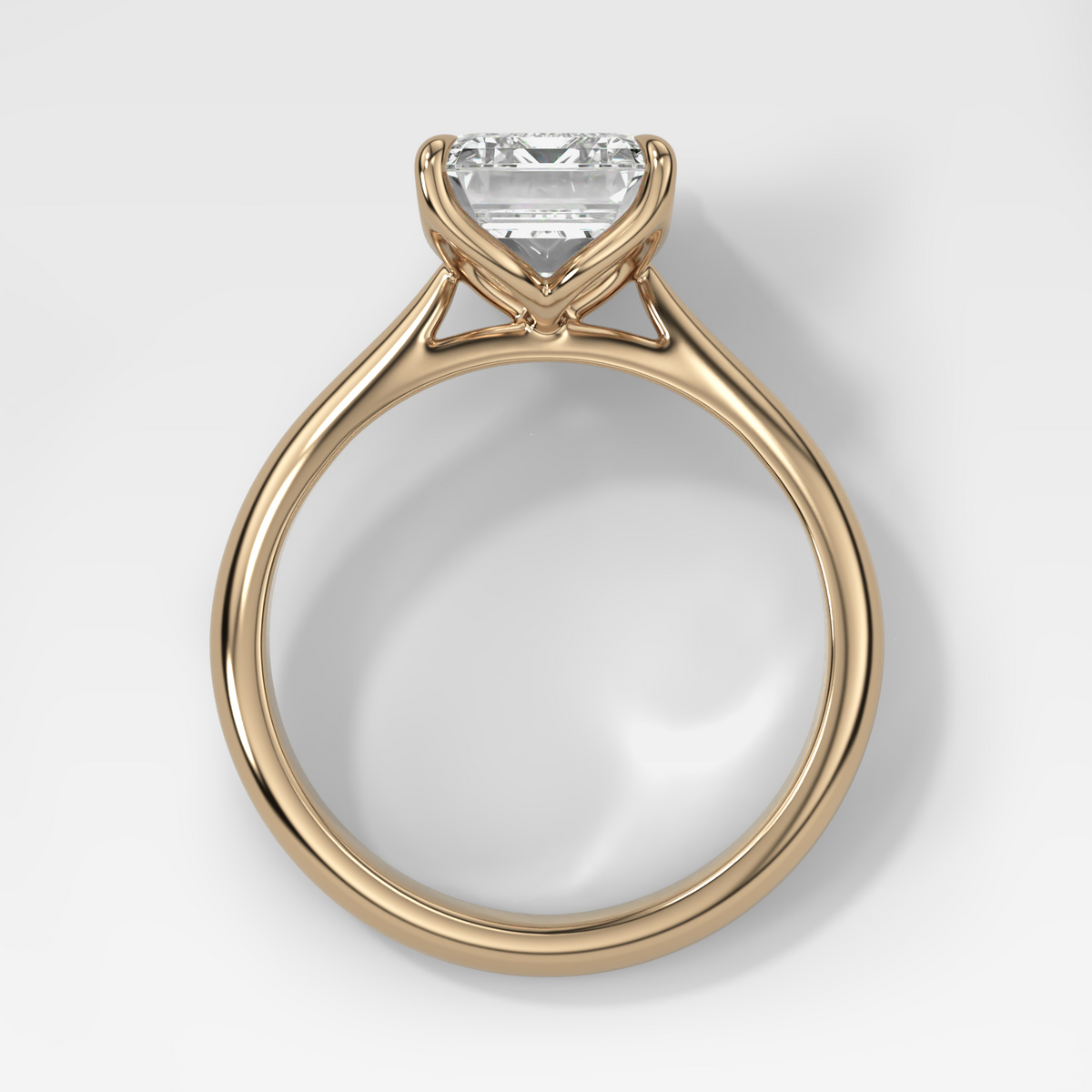 Petal Cathedral Solitaire with Emerald Cut Diamond