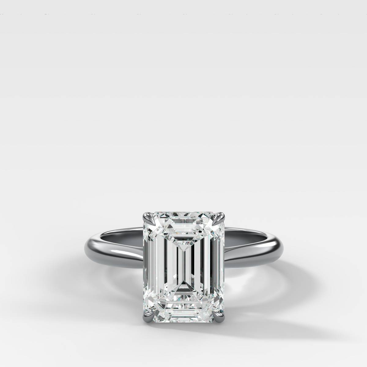 Petal Cathedral Solitaire with Emerald Cut Diamond