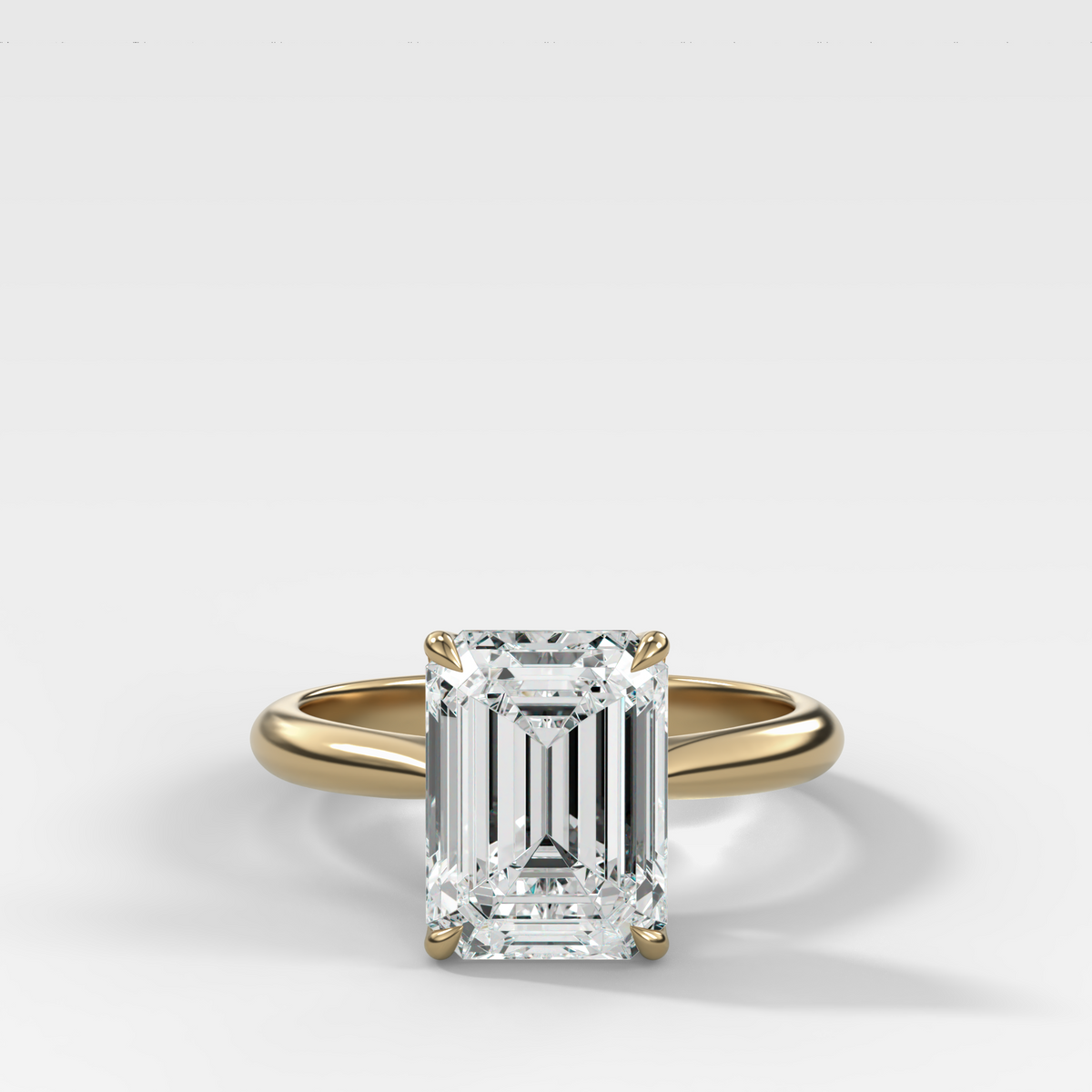 Petal Cathedral Solitaire with Emerald Cut Diamond