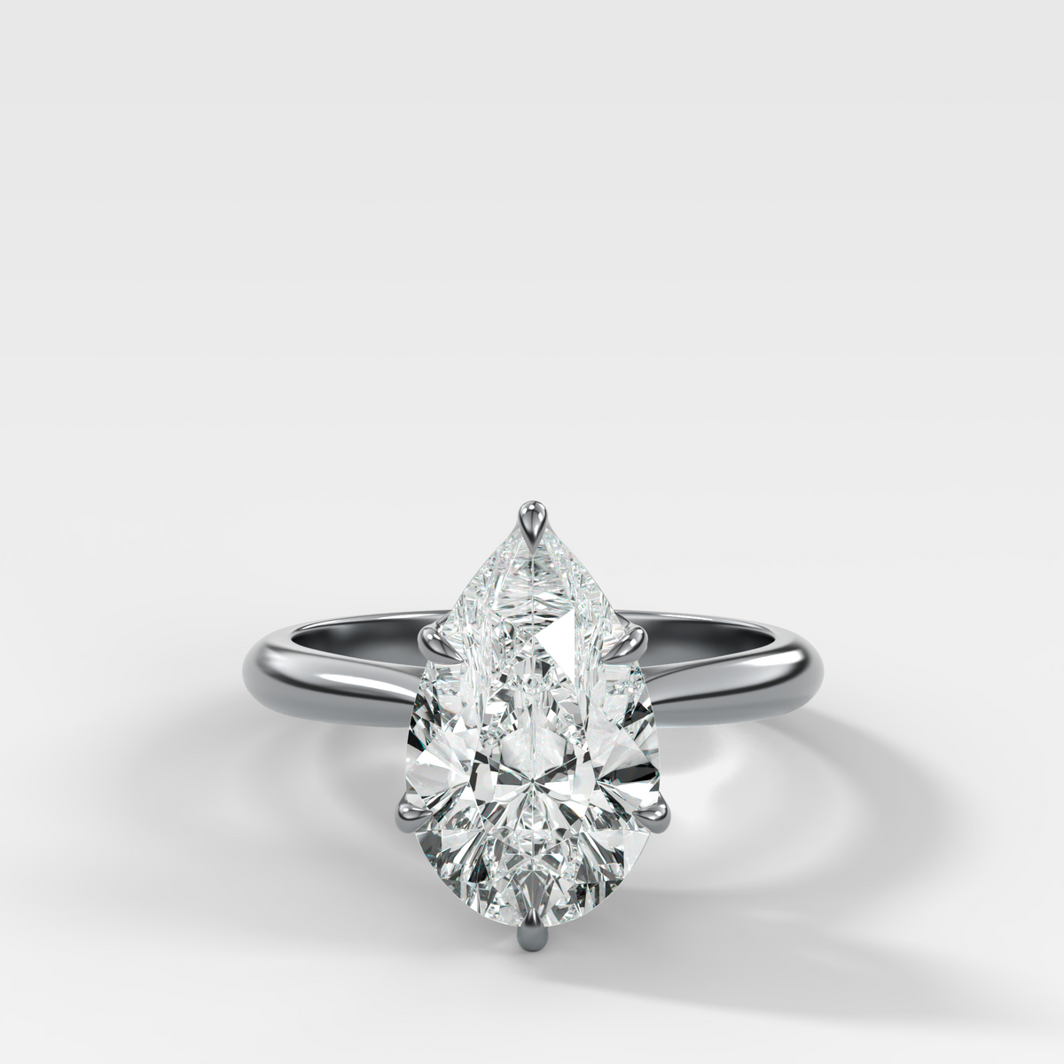 Petal Cathedral Solitaire with Pear Cut Diamond