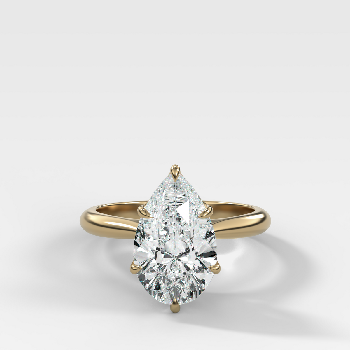 Petal Cathedral Solitaire with Pear Cut Diamond