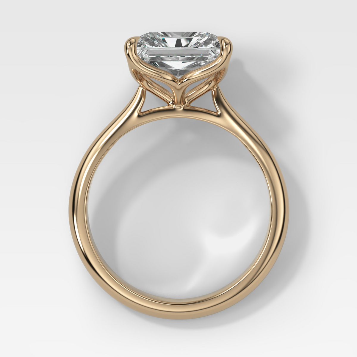 Tulip Cathedral Solitaire with Square Radiant Cut Diamond