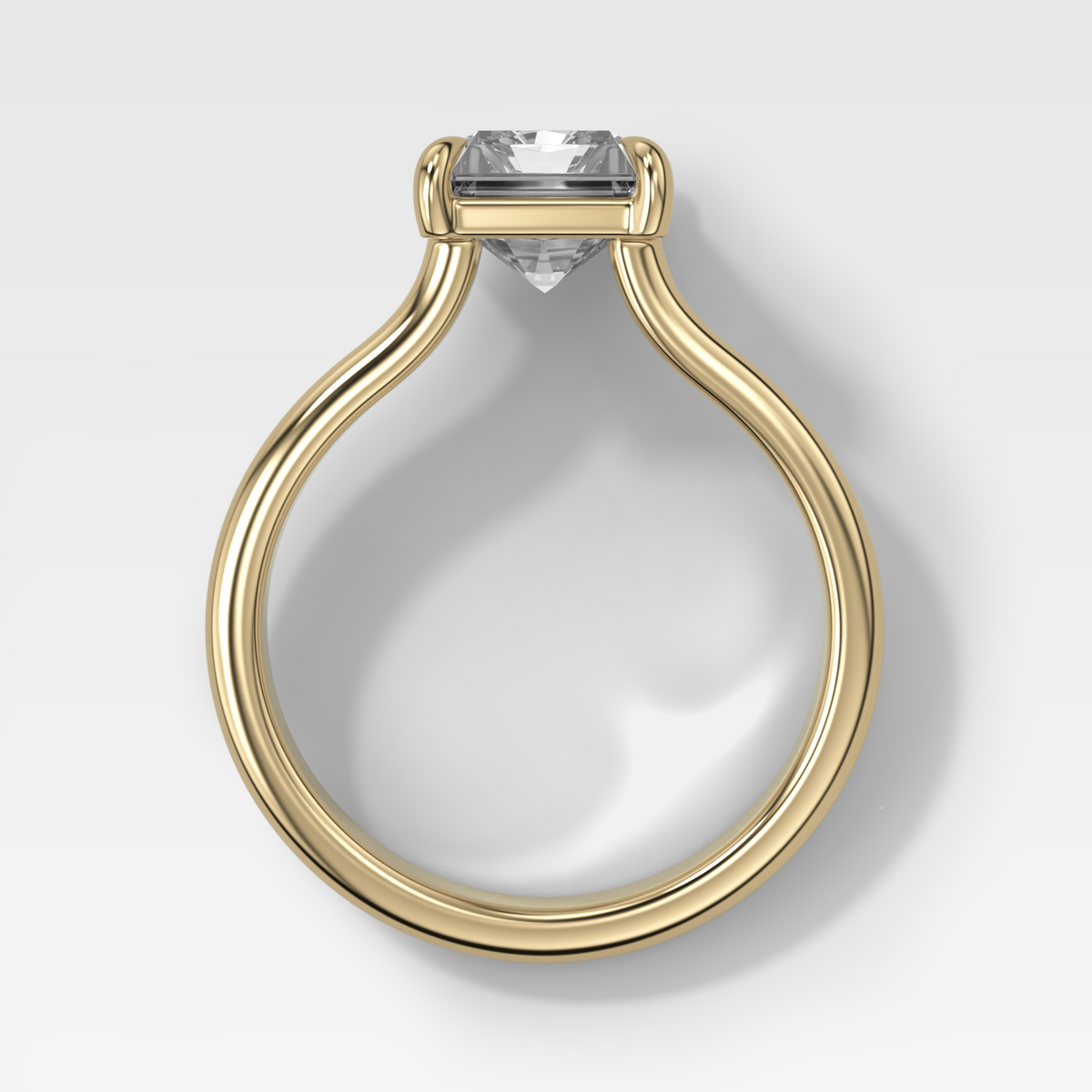 Double Row Solitaire Engagement Ring With Elongated Radiant Cut Diamond
