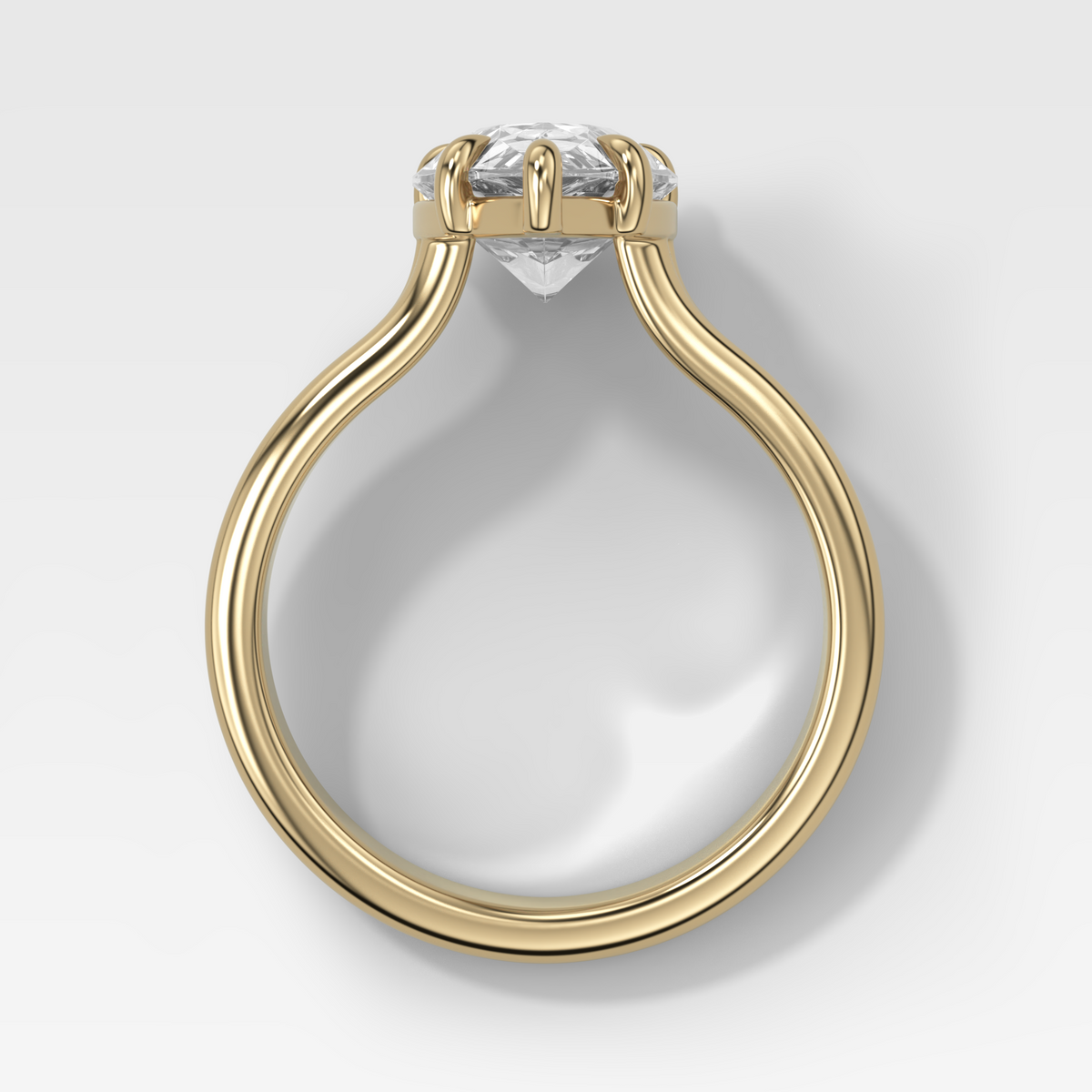 Double Row Solitaire Engagement Ring With Pear Cut Diamond