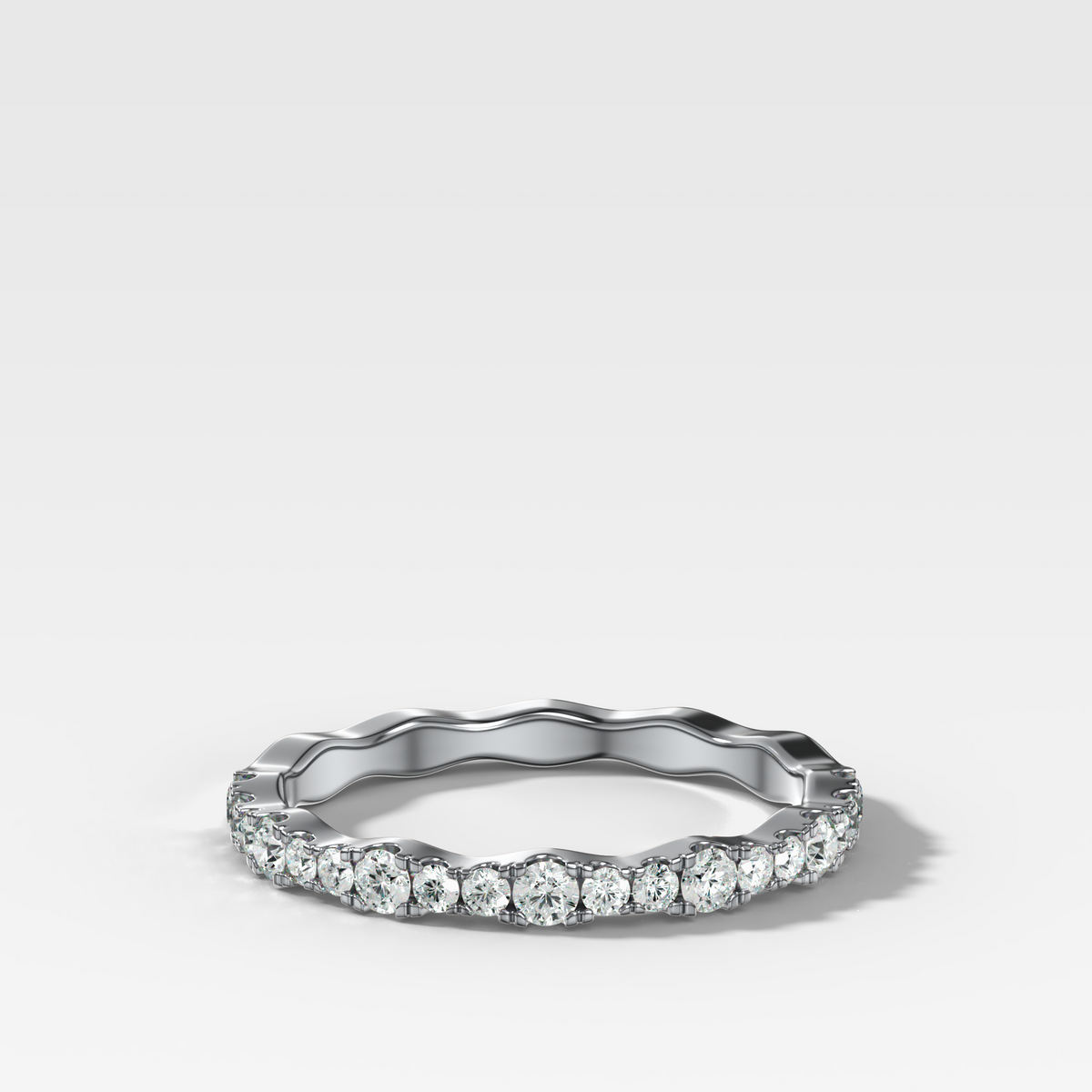 Pavé Ripple Halfway Wedding Band