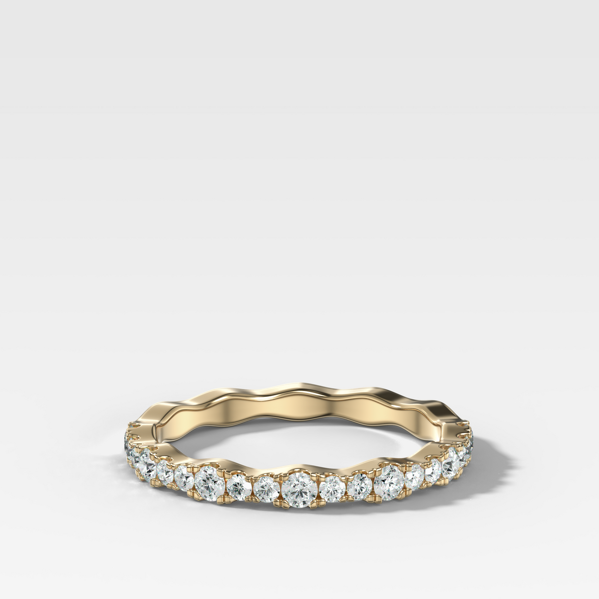 Pavé Ripple Halfway Wedding Band