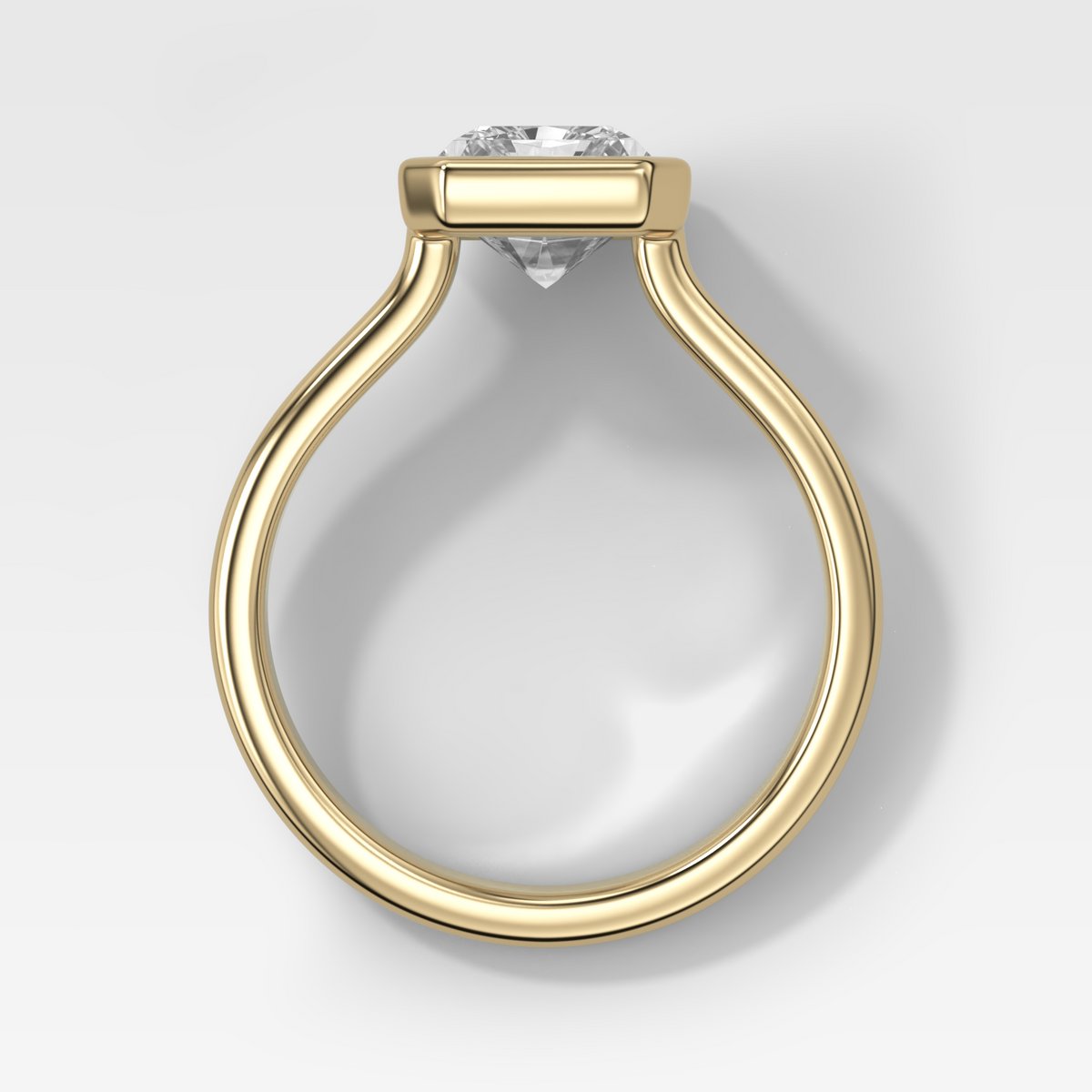 Double Row Penumbra Bezel Engagement Ring With Elongated Radiant Cut Diamond