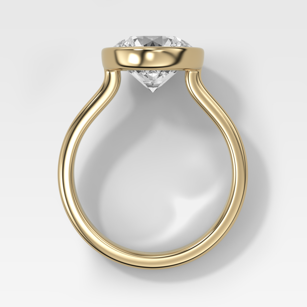 Double Row Penumbra Bezel Engagement Ring With Round Cut Diamond