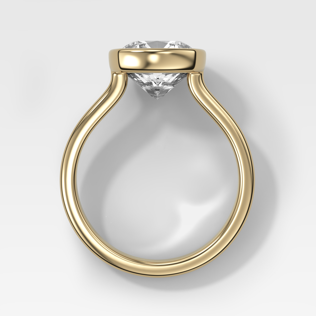 Double Row Penumbra Bezel Engagement Ring With Square Cushion Cut Diamond