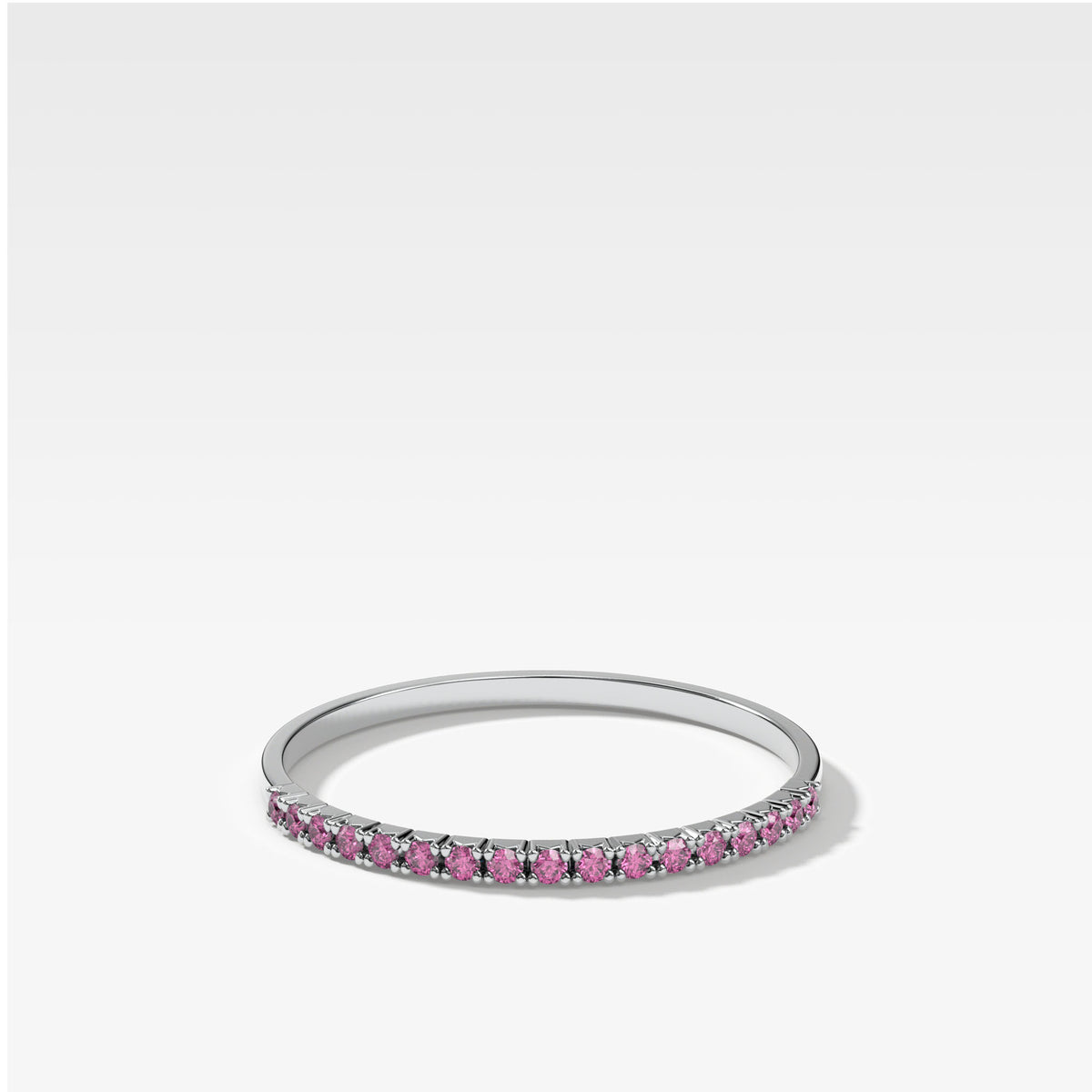 Petite French Pavé Wedding Band With Pink Sapphires