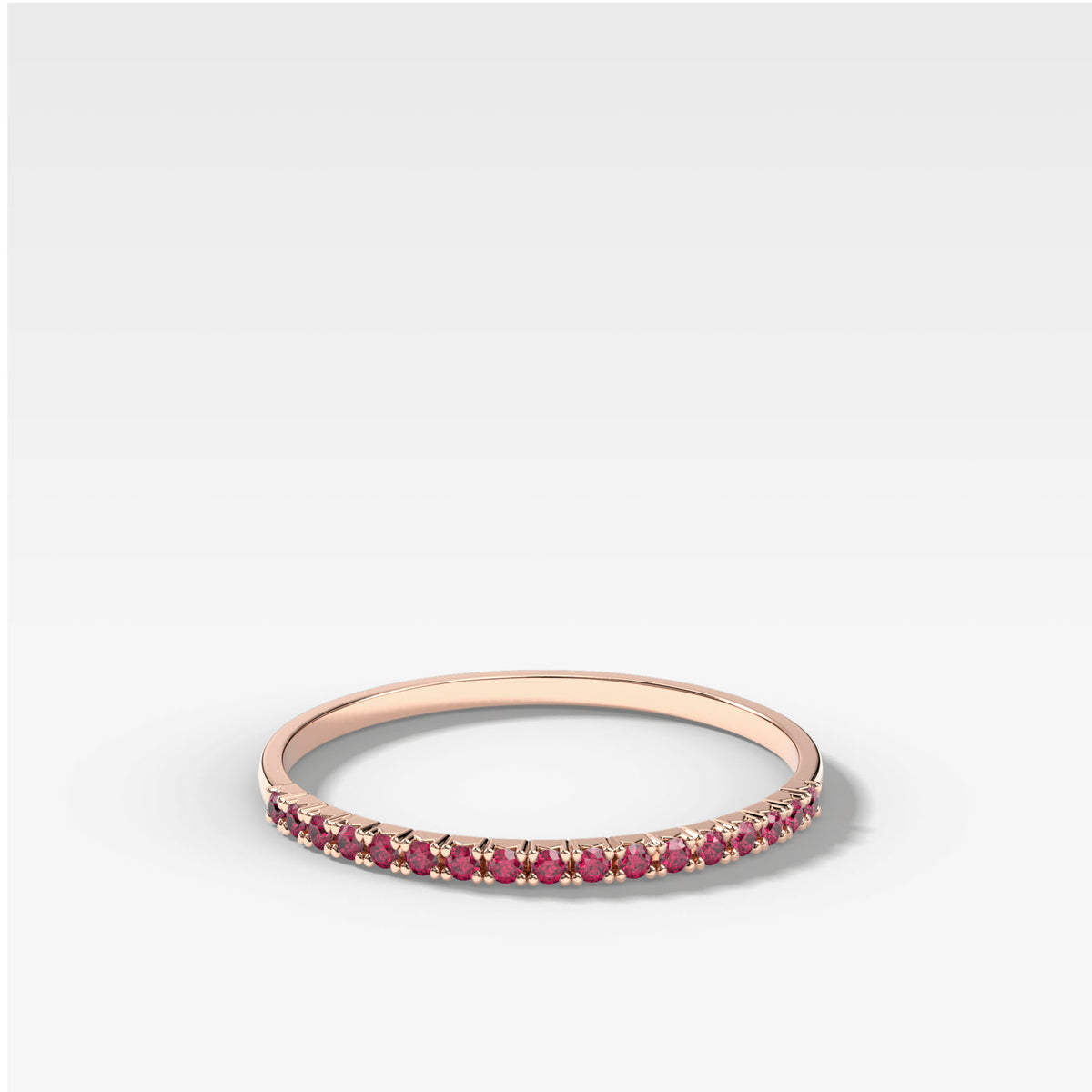 Red Ruby Petite French Pavé Wedding Band