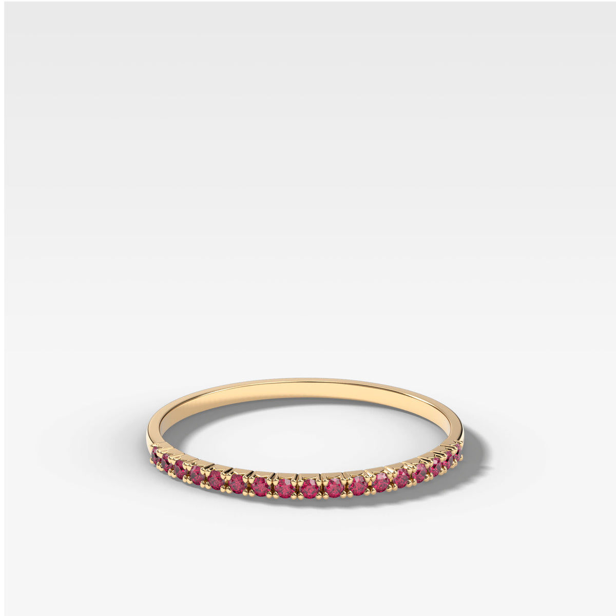 Red Ruby Petite French Pavé Wedding Band