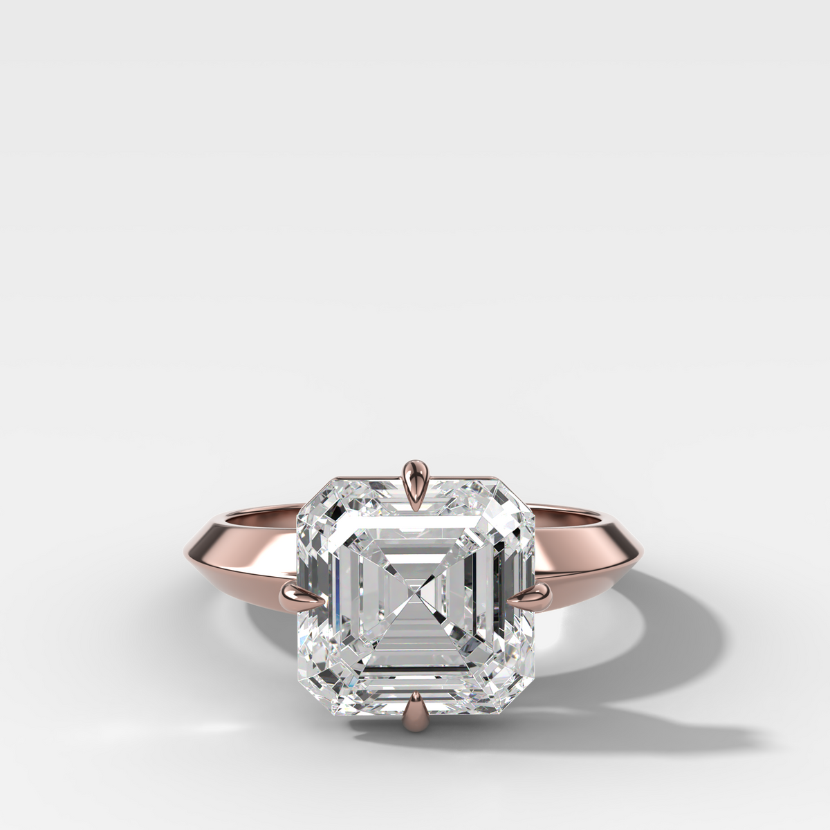Compass Tapered Butter Knife Finest Solitaire Engagement Ring With an Asscher Cut Diamond