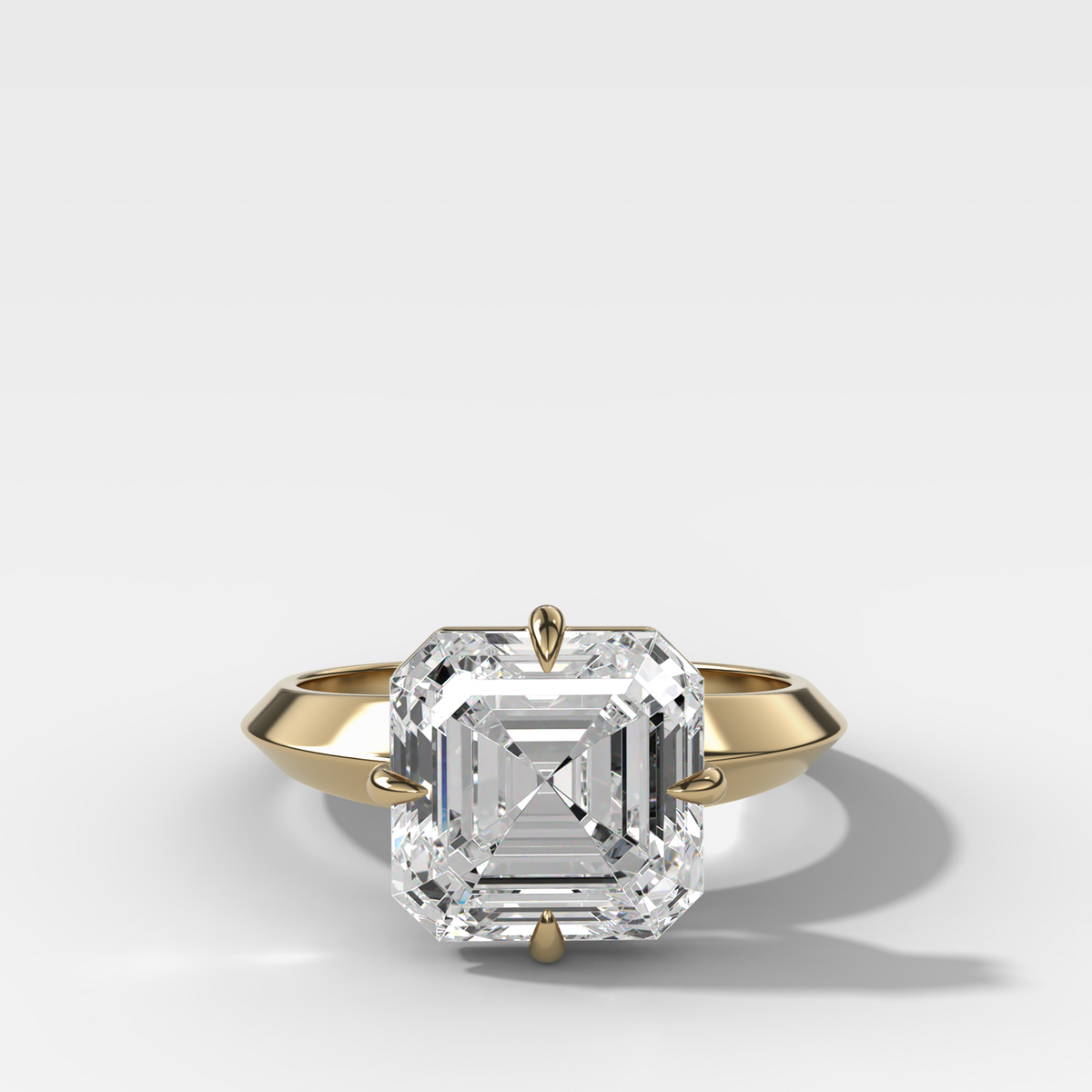 Compass Tapered Butter Knife Finest Solitaire Engagement Ring With an Asscher Cut Diamond
