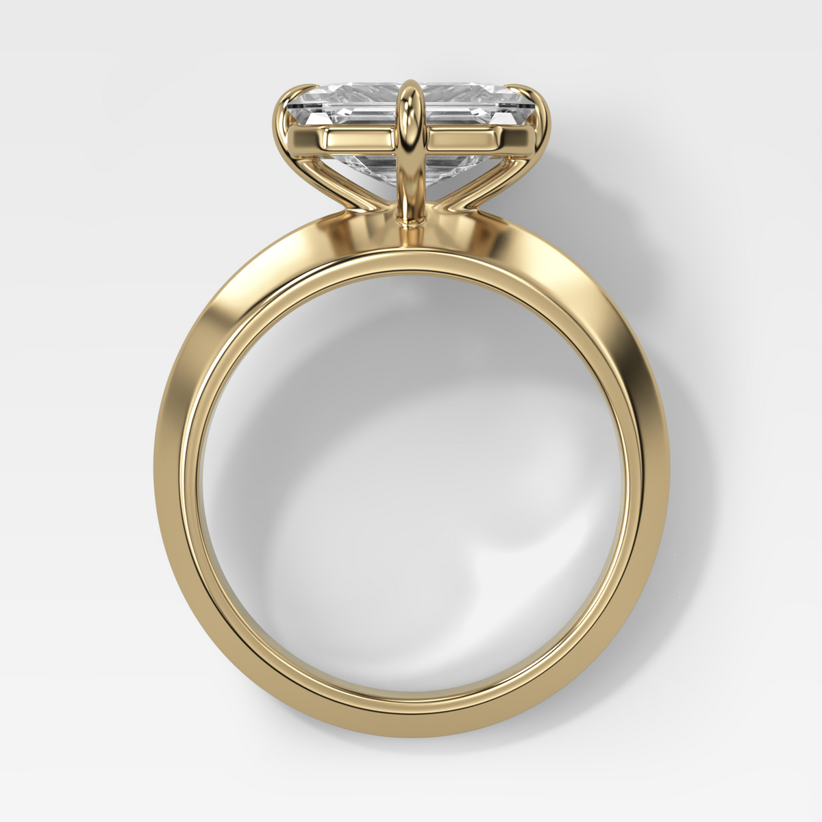 Compass Tapered Butter Knife Finest Solitaire Engagement Ring With an Asscher Cut Diamond