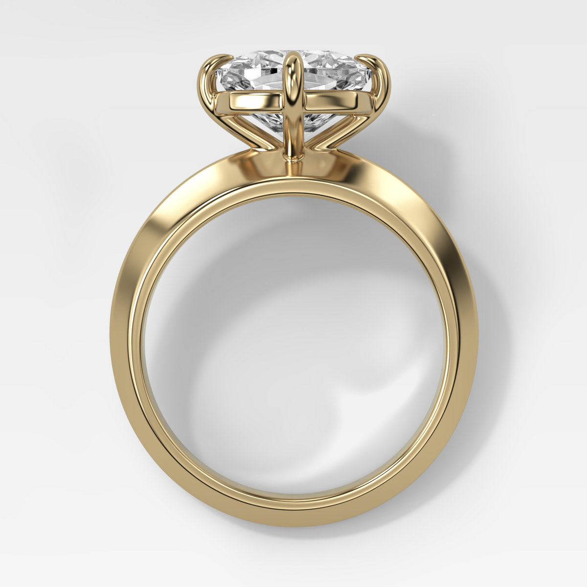 Compass Tapered Butter Knife Finest Solitaire Engagement Ring With a Square Cushion Cut Diamond