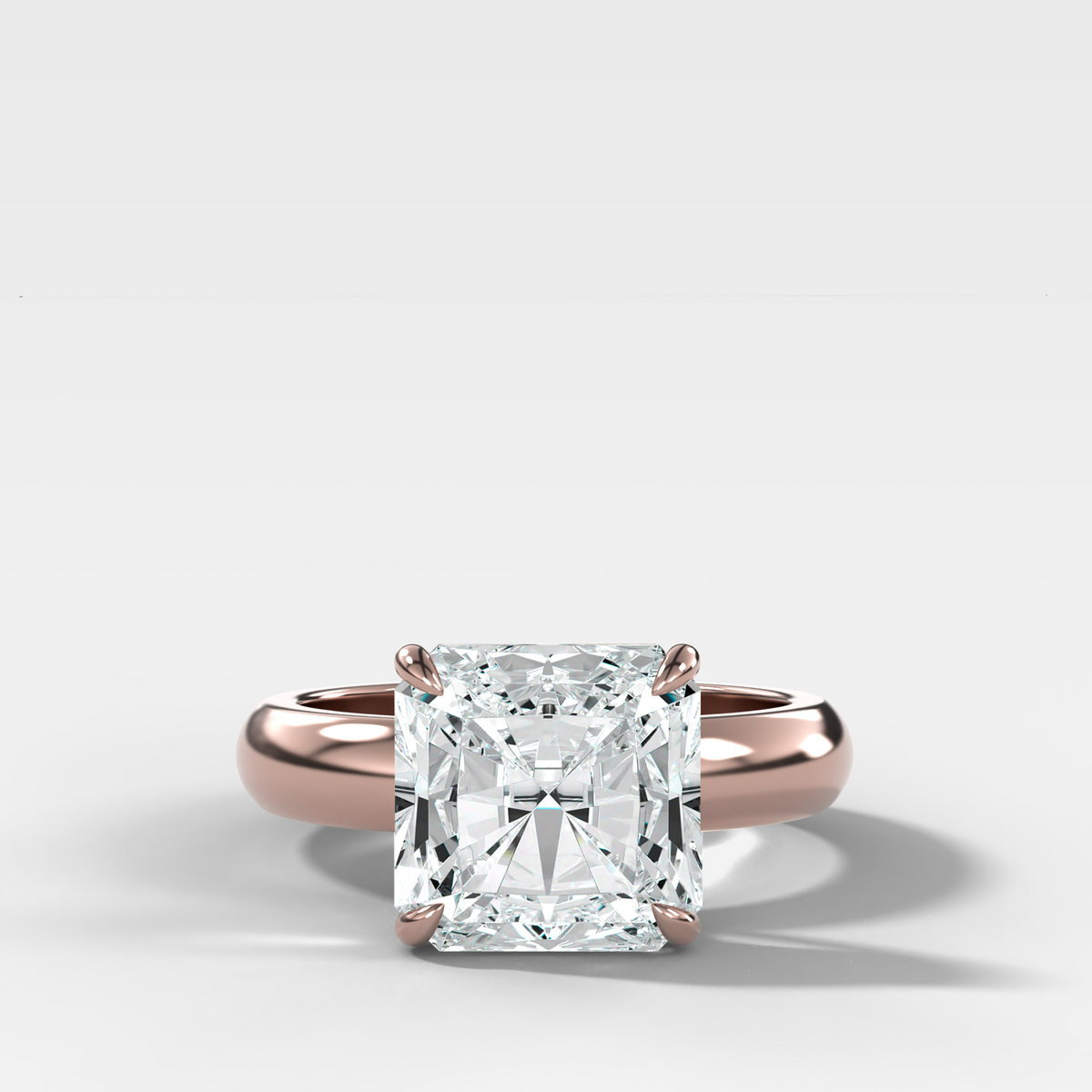Domed Solitaire Engagement Ring with a Square Radiant Cut Diamond