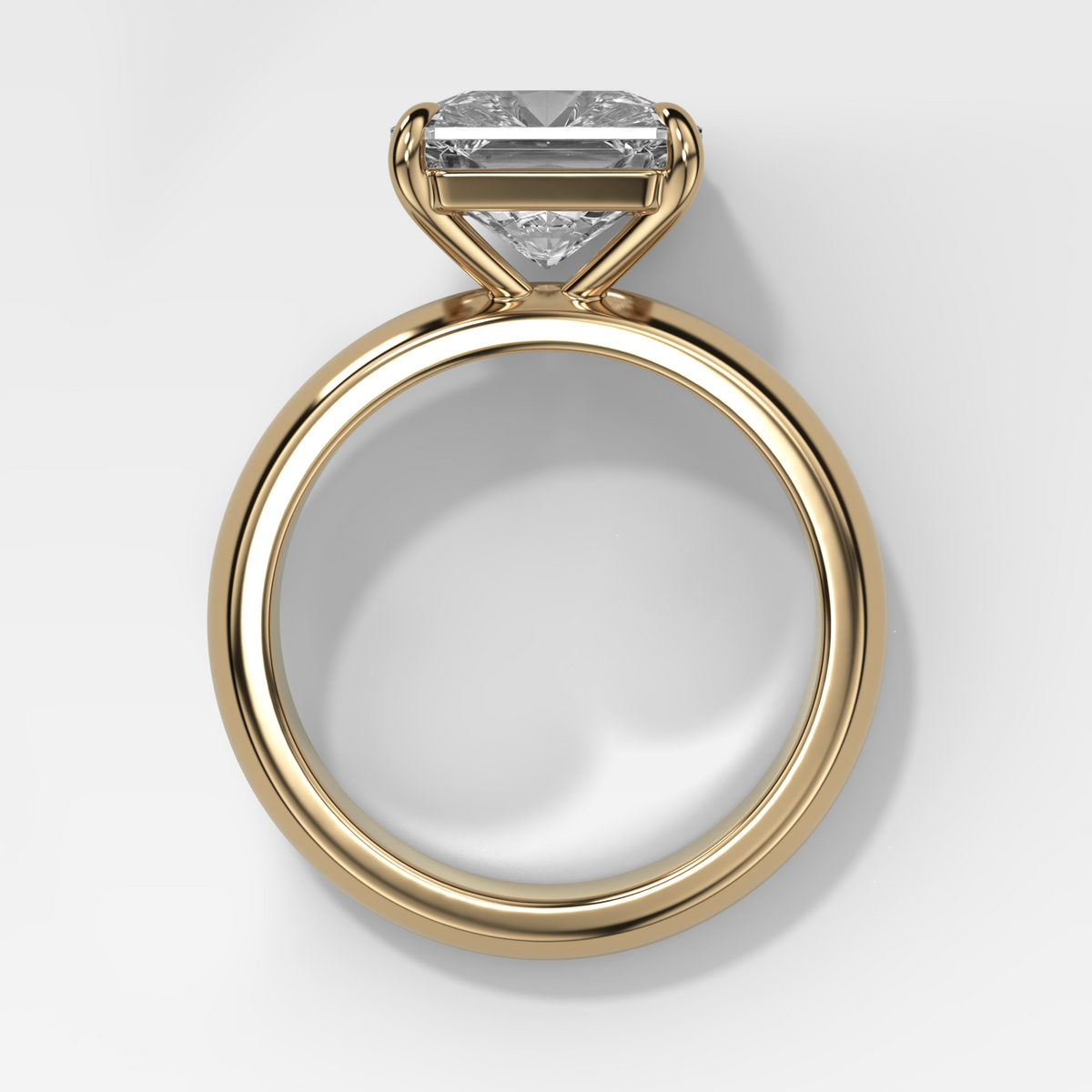 Domed Solitaire Engagement Ring with a Square Radiant Cut Diamond
