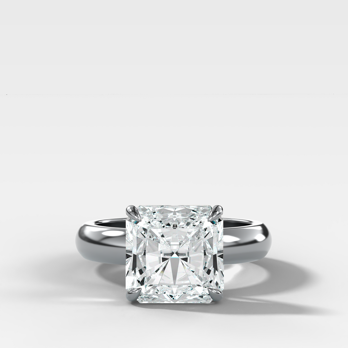 Domed Solitaire Engagement Ring with a Square Radiant Cut Diamond