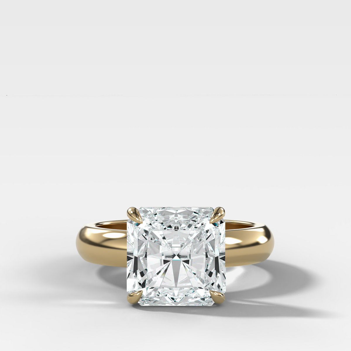 Domed Solitaire Engagement Ring with a Square Radiant Cut Diamond