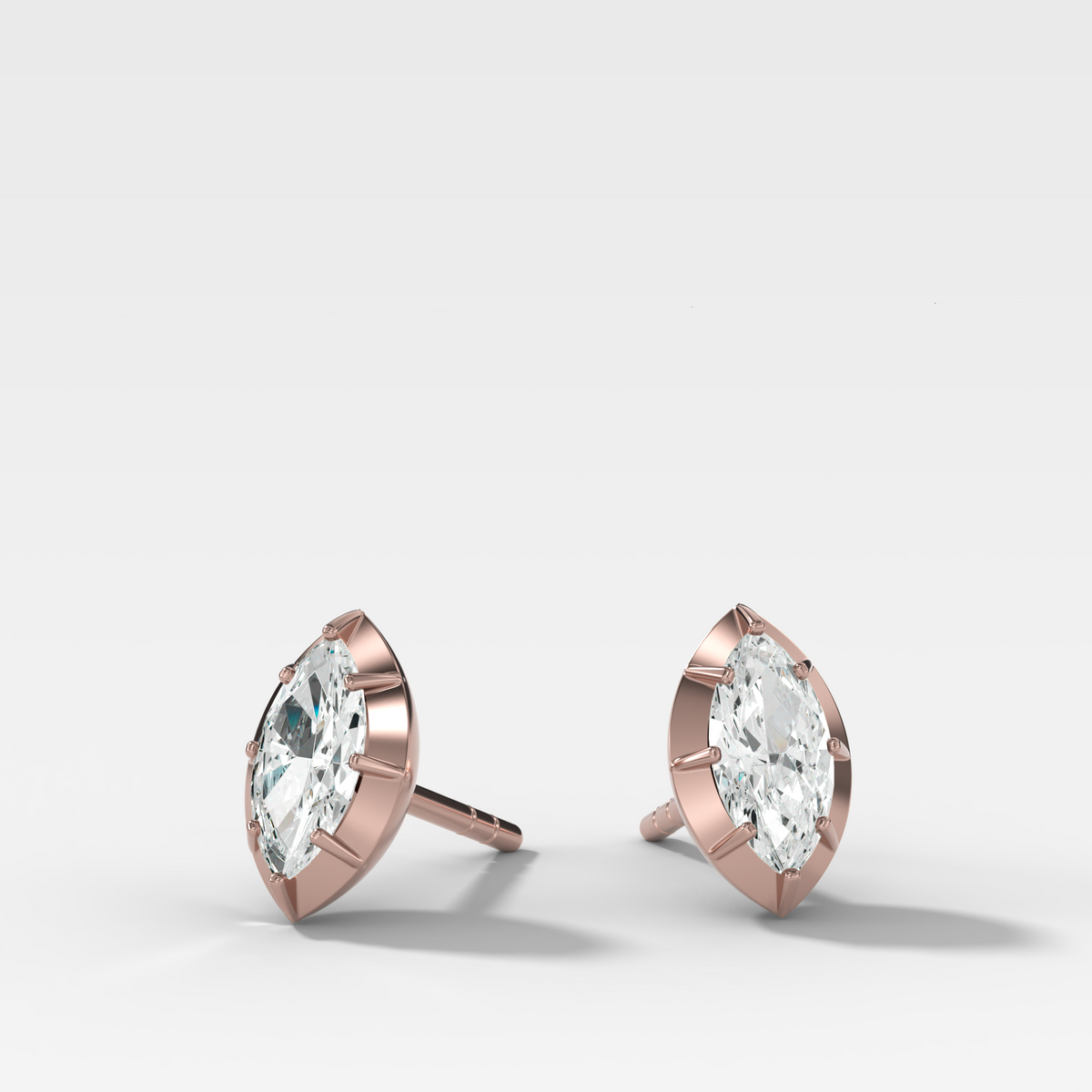 Button Back Studs with Marquise Cut Diamond