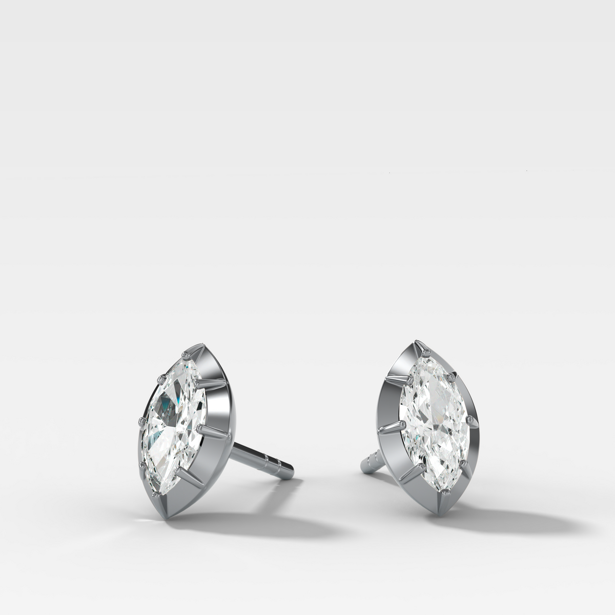 Button Back Studs with Marquise Cut Diamond