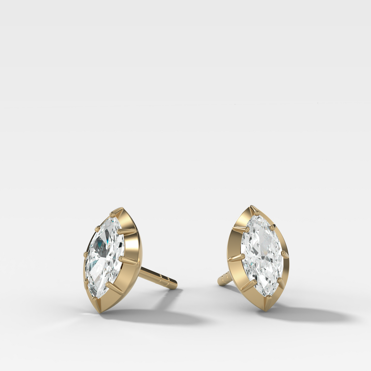 Button Back Studs with Marquise Cut Diamond