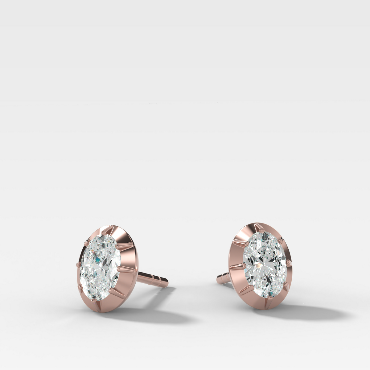 Button Back Studs with Oval Cut Diamond