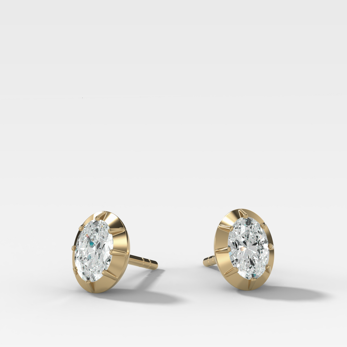 Button Back Studs with Oval Cut Diamond