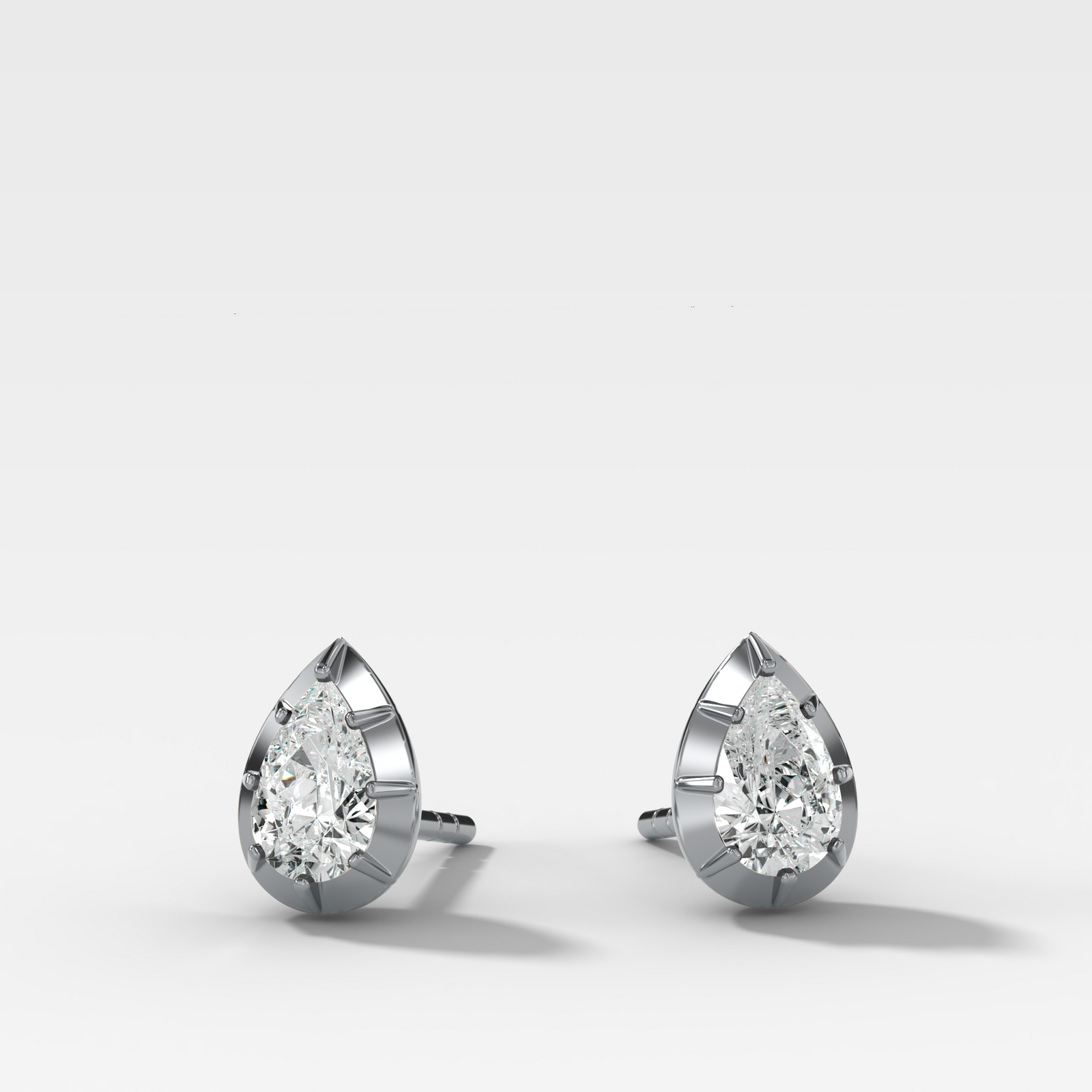 Button Back Studs with Pear Cut Diamond