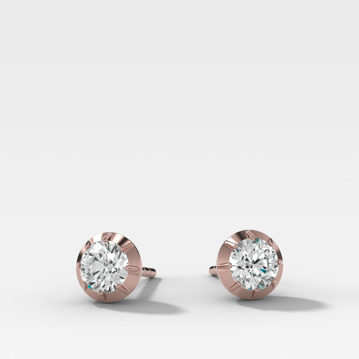 Button Back Studs with Round Cut Diamond