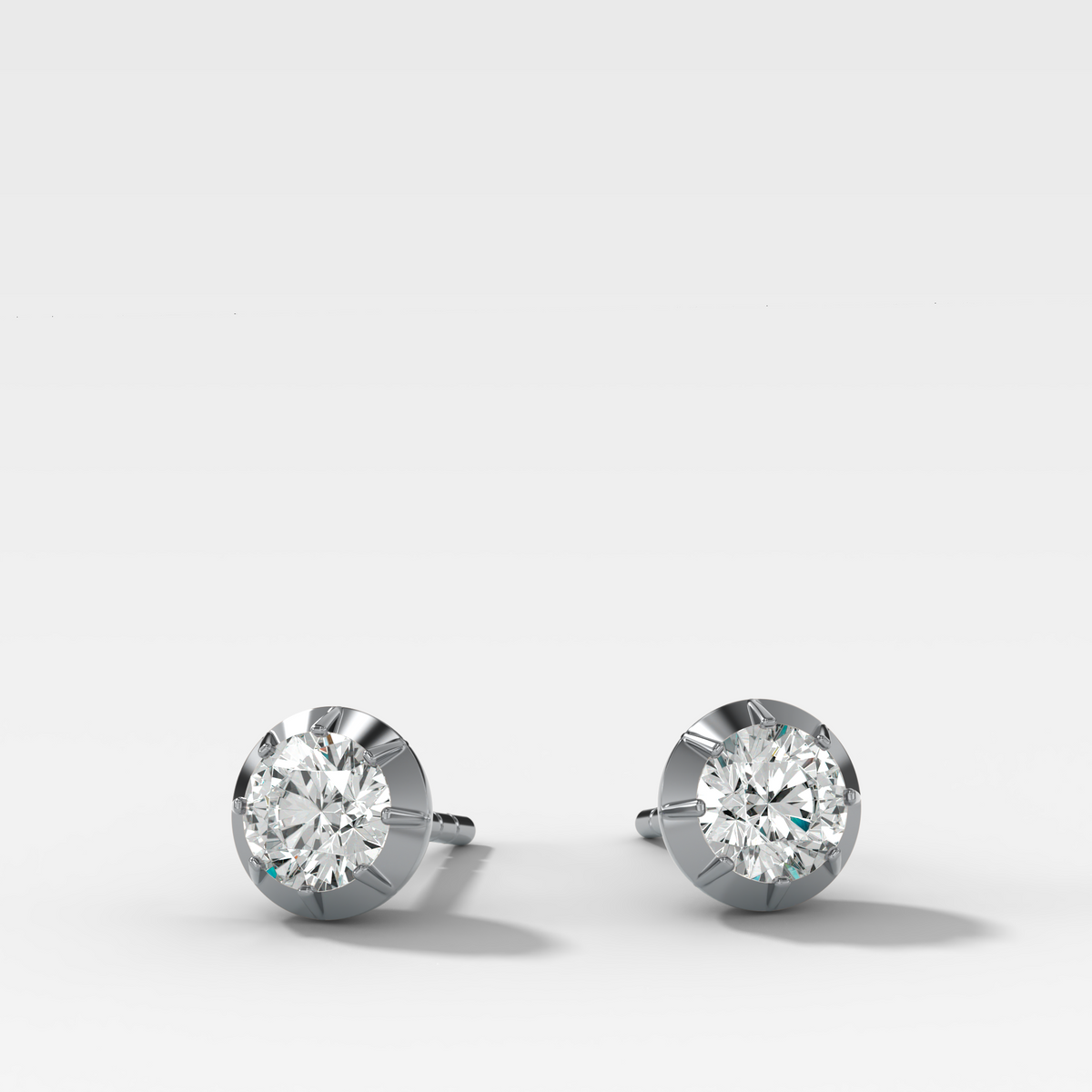 Button Back Studs with Round Cut Diamond