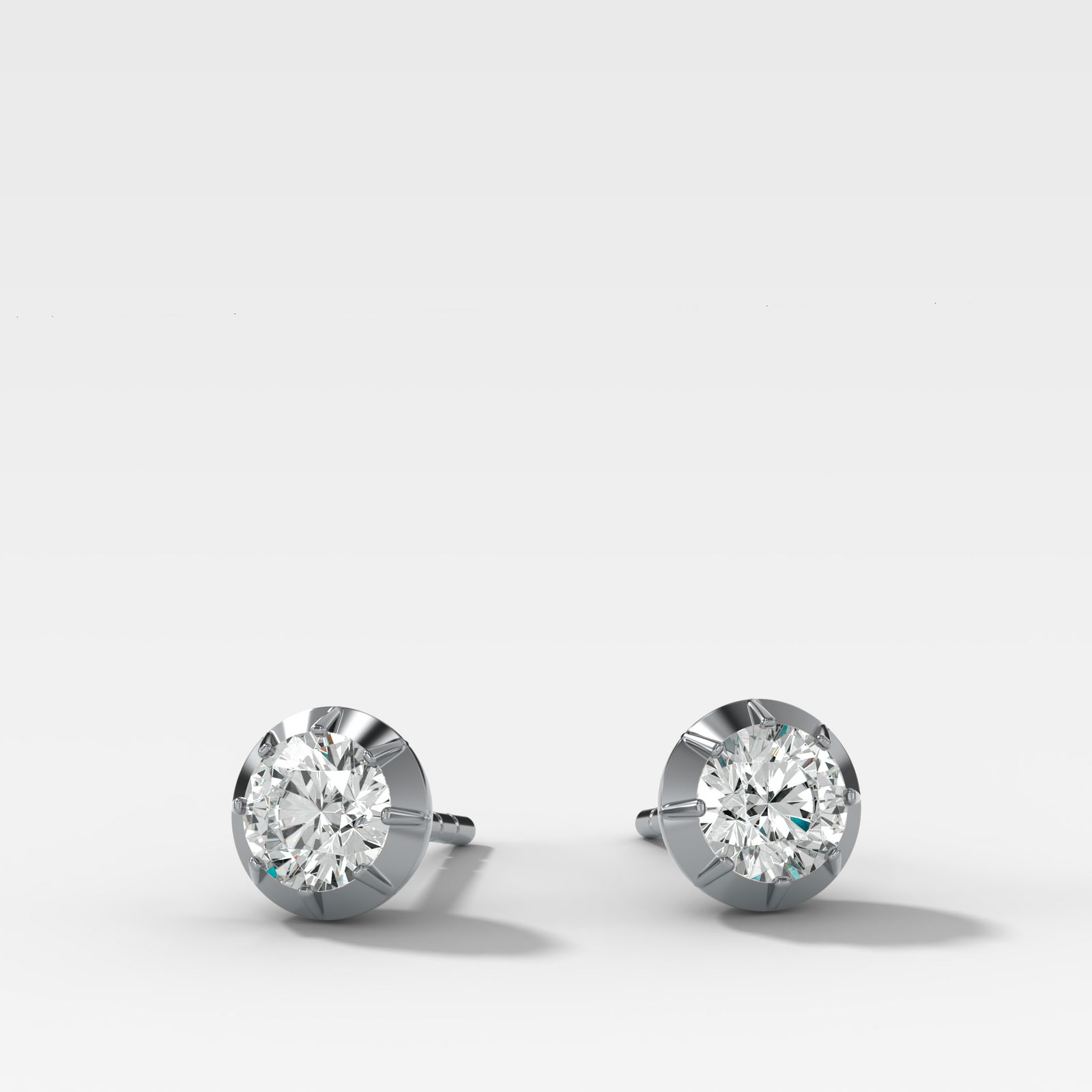 Button Back Studs with Round Cut Diamond