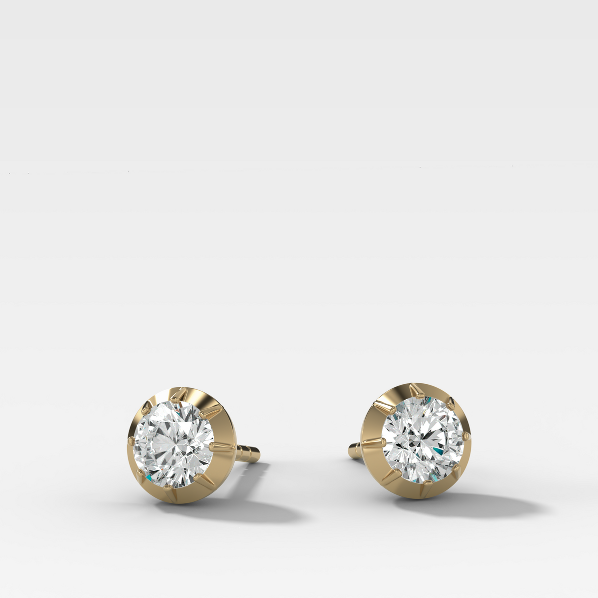 Button Back Studs with Round Cut Diamond