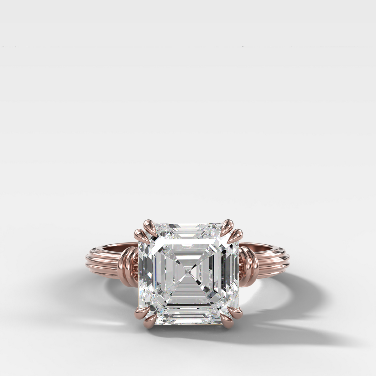 Ridged Band Knot Engagement Ring with Asscher Cut Diamond