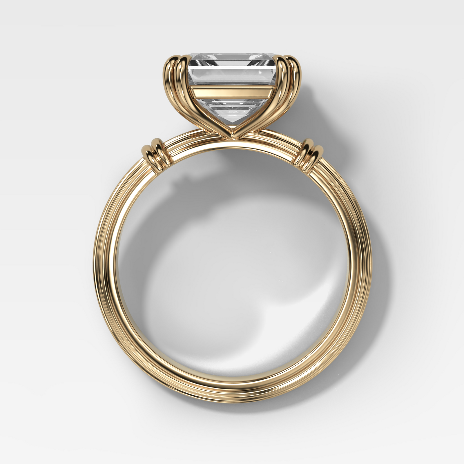 Ridged Band Knot Engagement Ring with Asscher Cut Diamond