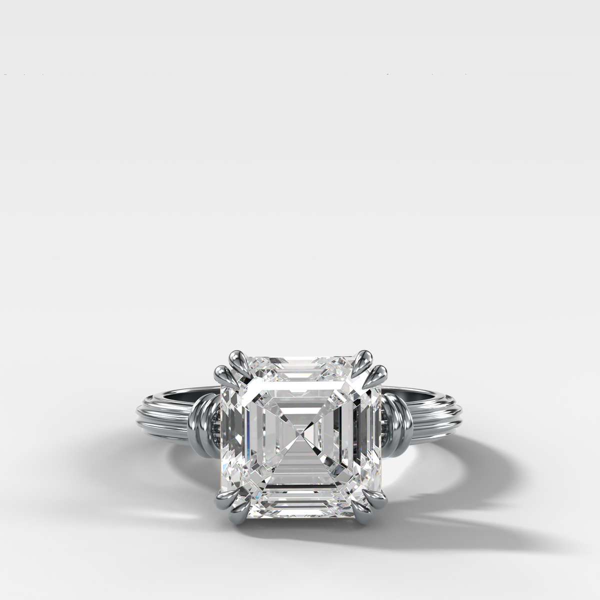 Ridged Band Knot Engagement Ring with Asscher Cut Diamond
