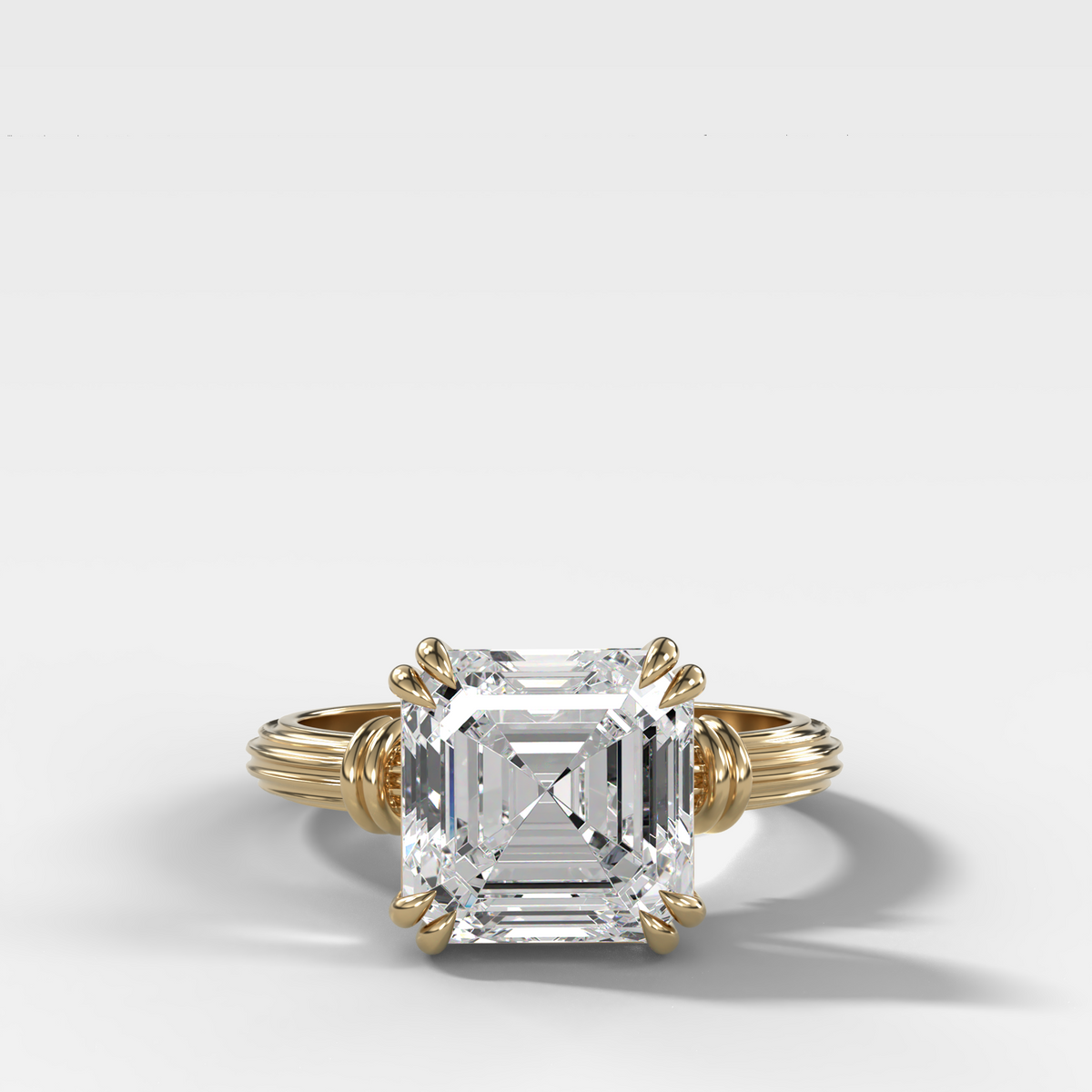 Ridged Band Knot Engagement Ring with Asscher Cut Diamond
