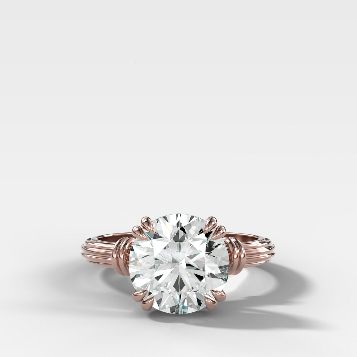 Ridged Band Knot Engagement Ring with Round Cut Diamond