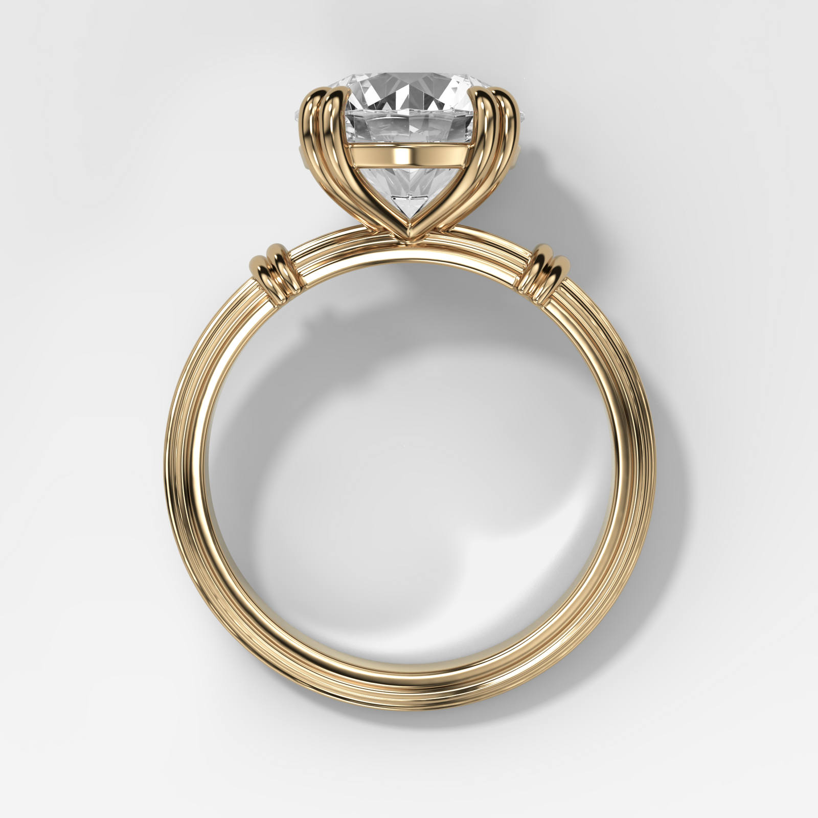 Ridged Band Knot Engagement Ring with Round Cut Diamond
