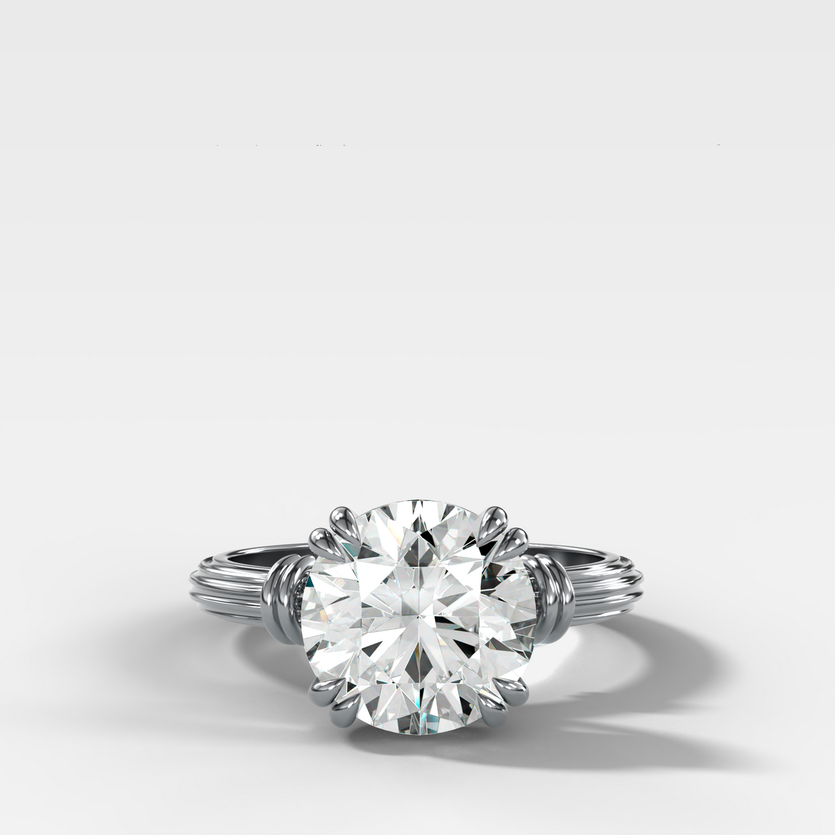 Ridged Band Knot Engagement Ring with Round Cut Diamond