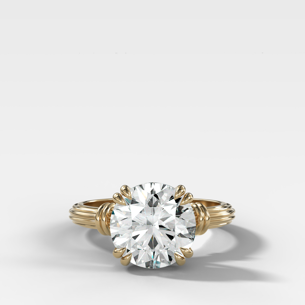 Ridged Band Knot Engagement Ring with Round Cut Diamond