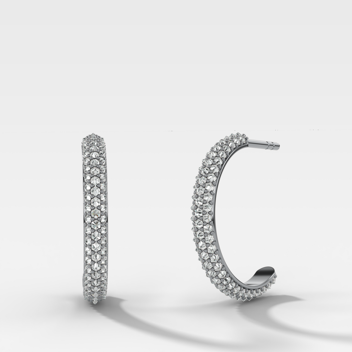 Inverted Pavé Diamond Knife Edge Huggies