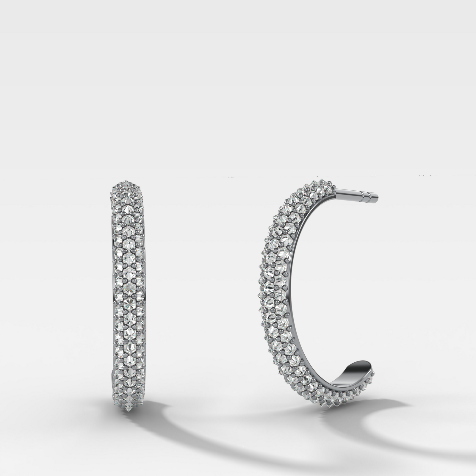 Inverted Pavé Diamond Knife Edge Huggies